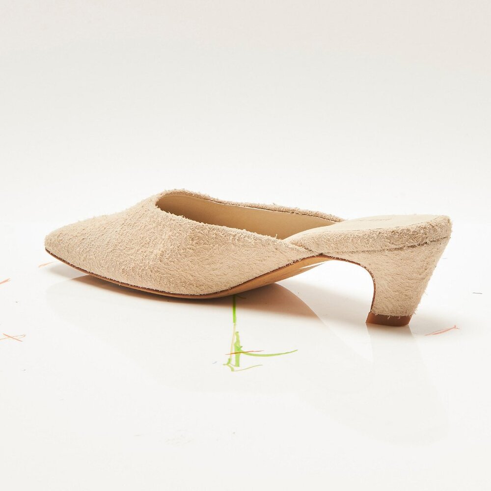 Women's Beige Suede Kitten Heel Mules - Picture 5 of 10